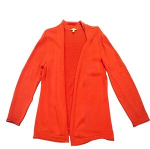 Talbots Orange/Red 100% Cotton Lightweight Cardigan Open Front Sweater Large